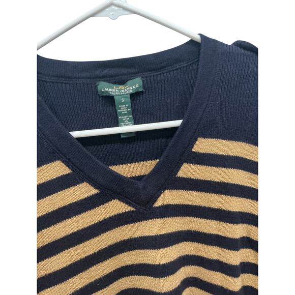 Lauren Ralph Lauren Womens Sweater Size Small Navy Blue Gold Metallic Nautical - Picture 5 of 7